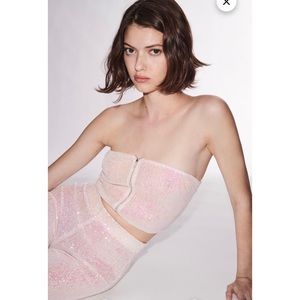 Zara sequin crop top beige